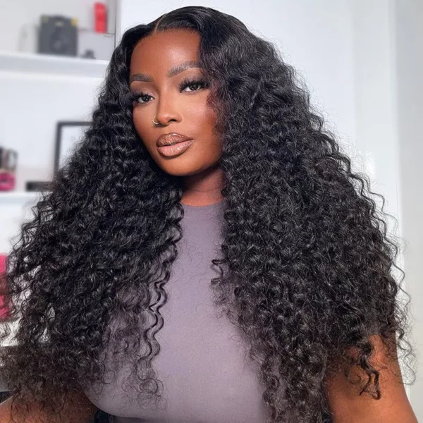(BUY 1 GET 1 Free) ZSF Deep Wave/Curly  9*6 HD Lace Wear Go Wig M-Cap Pre-Bleached Natural Hairline Drawstring Pre-Cut Lace