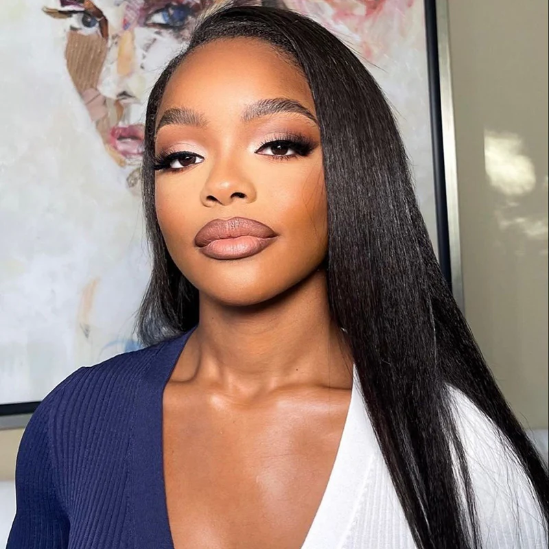 ZSF Hair 3-In-1 Half Wig Flip Over Yaki Straight Invisi Drawstring Strap Vigin Hair Beginner Friendly