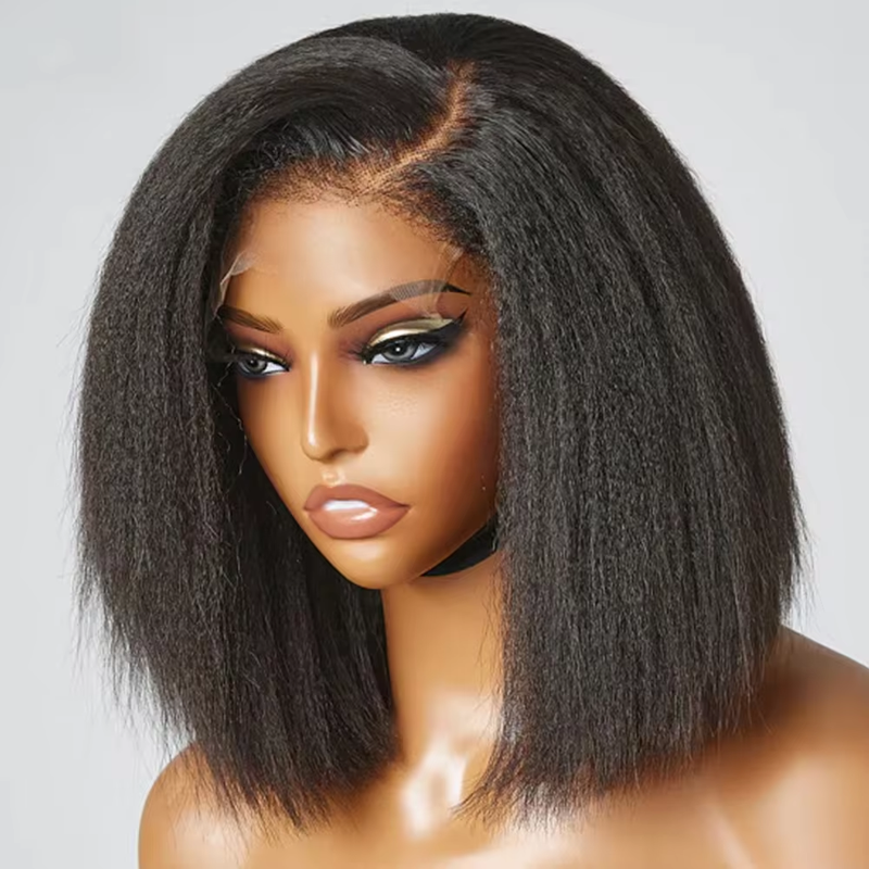 ZSF HD Lace Short Yaki Straight Bob Lace Human Hair Wigs Natural Hair Line