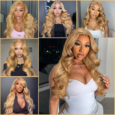 ZSF Honey Blonde #27 Body Wave Human Hair 3 Bundles With Lace Frontal Vigin Hair