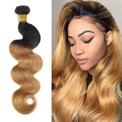 ZSF T1B/27 Ombre Blonde Body Wave Human Hair 3Bundles With Lace Frontal Brazilian Remy Hair