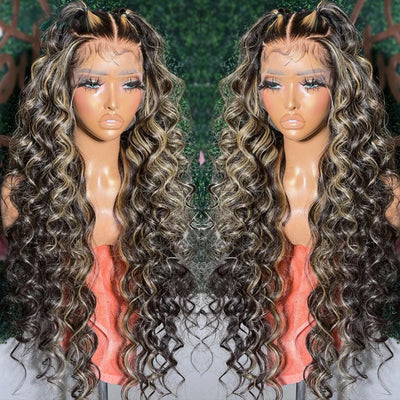 (BUY 1 GET 1 Free)ZSF Highlight 1B/27 Loose Wave Lace Wig Invisible HD Lace Frontal Natural Hairline Virgin Human Hair