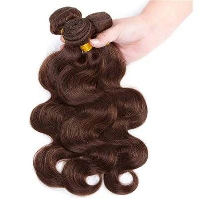 ZSF Chocolate Brown #4 Body Wave Virgin Hair 4Bundles With Lace Closure Human Hair