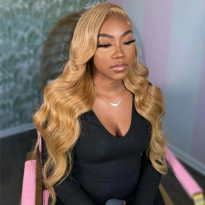 ZSF Honey Blonde #27 Body Wave Human Hair 4 Bundles With Lace Frontal Vigin Hair