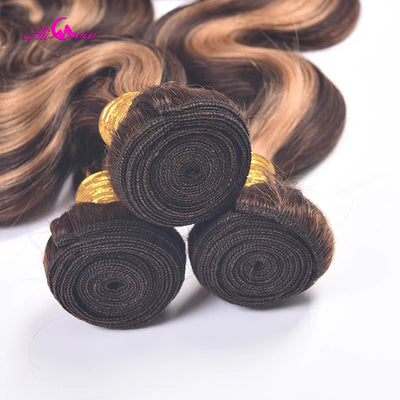 ZSF P4/30 Ombre Body Wave Human Hair 3Bundles With Lace Closure Brazilian Remy Hair