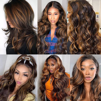 (Clearance Sale) ZSF Brown Blonde Highlight #4/30 Body Wave Lace Colored Human Remy Hair One Piece