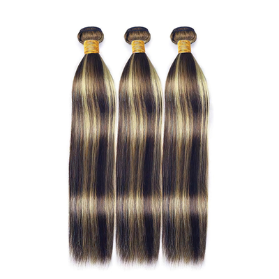 ZSF  P1B/27 Ombre Blonde Straight Virgin Hair 4Bundles With Lace Closure 100% Human Hair