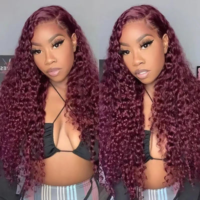 (Clearance Sale)ZSF Hair Transparent Lace Wig 99j# Brazilian Jerry Curly Pre Plucked