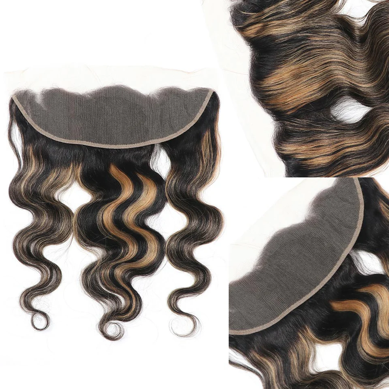 ZSF P1B/27 Ombre Blonde Body Wave Human Hair 3Bundles With Lace Frontal Brazilian Remy Hair