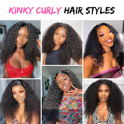 (Clearance Sale) ZSF Hair 13*1 4*1 T-Part Lace Wig Kinky Curly Virgin Hair 150% Unprocessed Human Hair 1Piece Natural Black