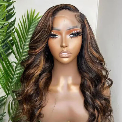 (BUY 1 GET 1 Free) ZSF Ombre Balayage Highlights #1b/30 Black Dark Blonde Body Wave Lace Wig Human Hair