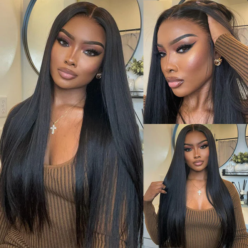 ZSF 7*5 Glueless Yaki Straight HD Lace Wear Go Wig Tiny Knots Pre-Bleached Pre-Cut