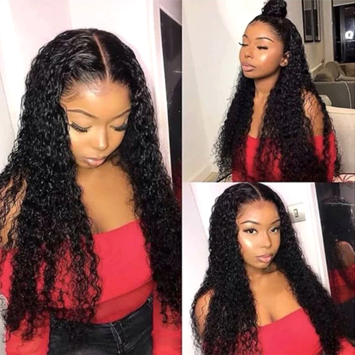 (Clearance Sale) ZSF Hair 13*1 4*1 T-Part Lace Wig Kinky Curly Virgin Hair 150% Unprocessed Human Hair 1Piece Natural Black