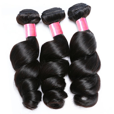 ZSF 6×6/7×7 Lace Closure With Loose Wave Bundles Grade 8A Virgin Hair Unprocessed Natural Black Hair Weaving