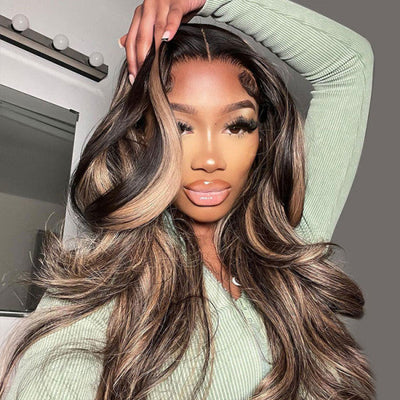 (BUY 1 GET 1 Free)ZSF Upgrade 7*5 Glueless Balayage Highlights Black Honey Blonde P1b/27 Body Wave Drawstring Lace Wig Pre-Cut Lace