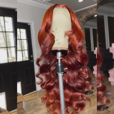 (BUY 1 GET 1 Free) ZSF Two Toned Ombre Ginger Orange Brown Body Wave Wig Colored 100% Human Hair Natural Hairline