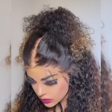 ZSF Hair Ombre T1b/30# Brazilian Water Wave Curly Lace Wig Black/Brown Color Human Hair