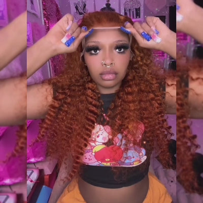 (BUY 1 GET 1 Free) ZSF Ginger Orange Deep Wave Lace Front Wigs Human Hair Pre Plucked Natural Hairline