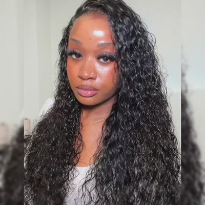 ZSF Hair Loose Deep Wave Invisible 13*4 HD Lace Frontal Wig Human Hair Wig Natural Black