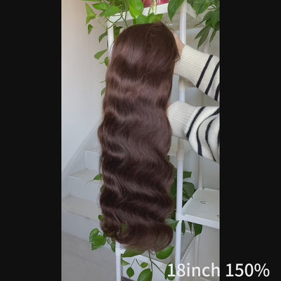 ZSF Hair Chocolate Brown 2# Body Wave Lace Wig Brazilian Human Virgin Hair One Piece
