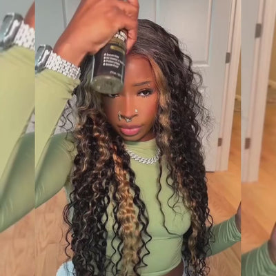 (BUY 1 GET 1 Free) ZSF Hair Old Money Fashion T27# Highlight Water Wave Curly Lace Wig Natural Hairline Brazilian Hair