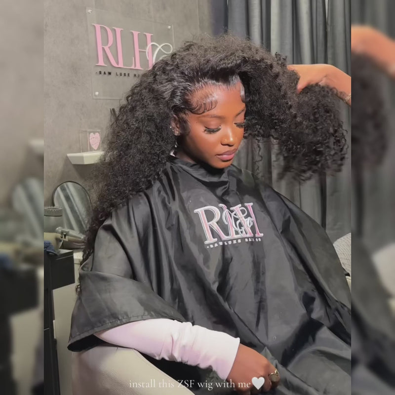 (BUY 1 GET 1 Free)ZSF Hair Transparent Lace Wig Water Wave Human Virgin Hair One Piece