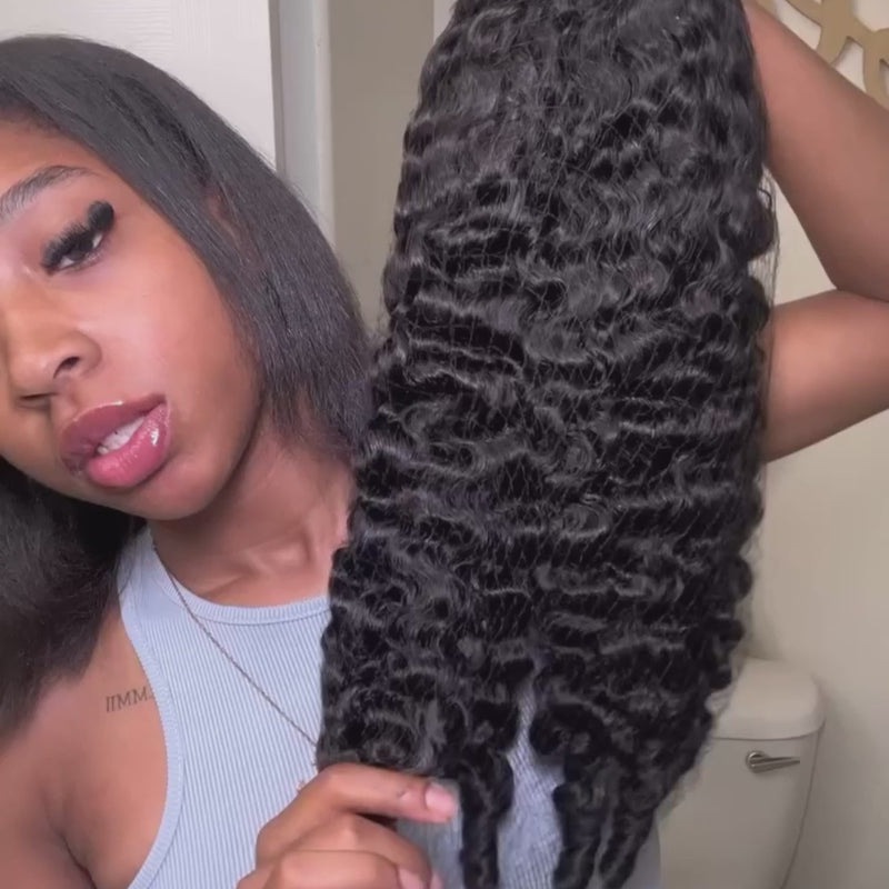 ZSF 3 In 1 Half Wig |Flip Over Burmese Curly Install Half With Drawstring Glueless Beginner Friendly
