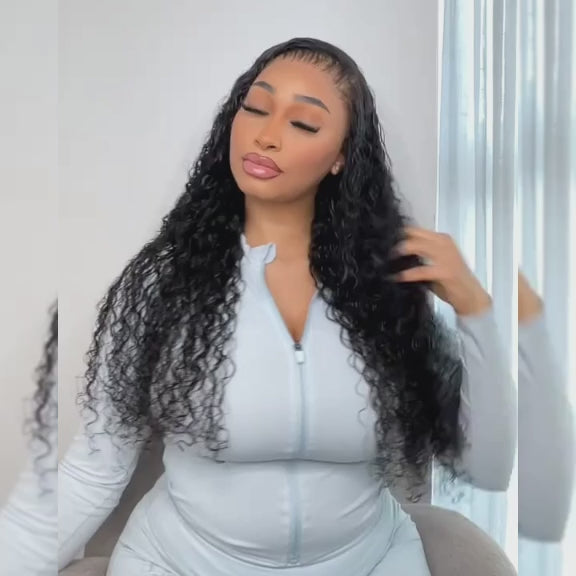 (BUY 1 GET 1 Free)ZSF Hair Jerry Curly Transparent Lace Wig 100% Human Virgin Hair
