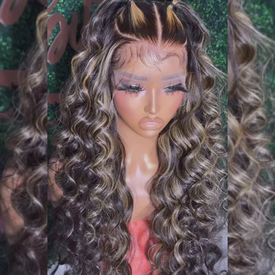 (BUY 1 GET 1 Free)ZSF Highlight 1B/27 Loose Wave Lace Wig Invisible HD Lace Frontal Natural Hairline Virgin Human Hair