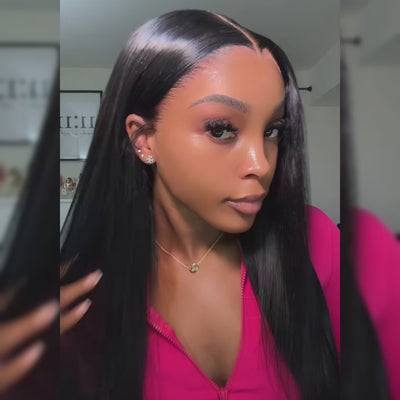 Deals | ZSF Undetectable Straight 13*6 Transparent Lace Human Hair Wig Natural Black Hair