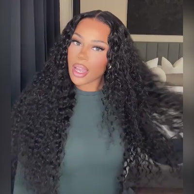 ZSF Deep Wave/Curly  9×6 HD Lace Wear Go Wig M-Cap Pre-Bleached Natural Hairline Pre-Cut