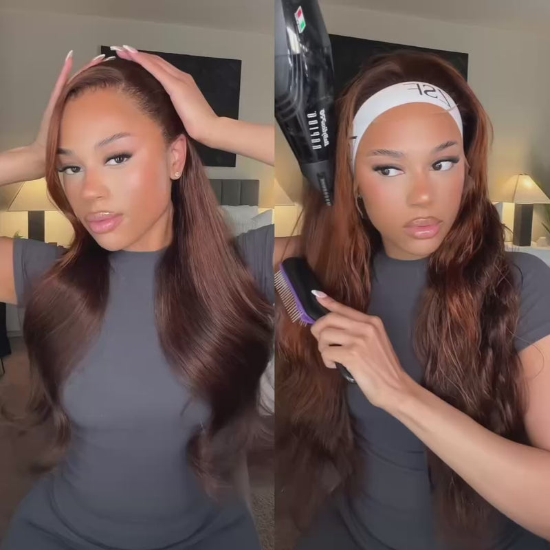 (BUY 1 GET 1 Free) ZSF Funky Color Ginger Brown Mixed Dark Brown Wig Body Wave Remy Hair Colored Wig Brazilian
