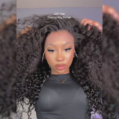 ZSF Hair Water Wave Invisible 13*4 HD Lace Frontal Wig Hair 1Piece Natural Black