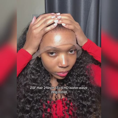 ZSF Hair Water Wave Curly 13*4 HD Lace Frontal Wig Human Hair Pre-Plucked Hairline Middle Part