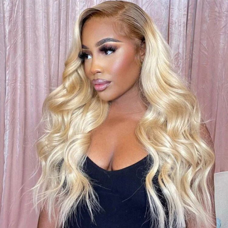 (Clearance Sale) ZSF Hair T4/613 Blonde Virgin Hair Straight Lace Frontal Wig 100% Human Hair 1Piece