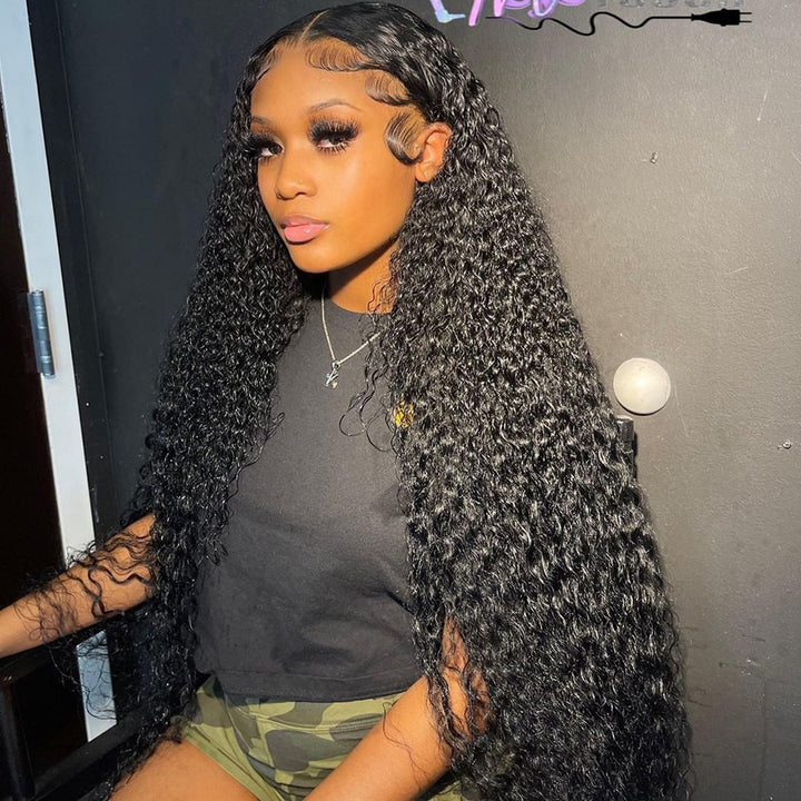 ZSF Deep Curl 13*4 HD Lace Hair Wig Curly Black Wigs Natural Style