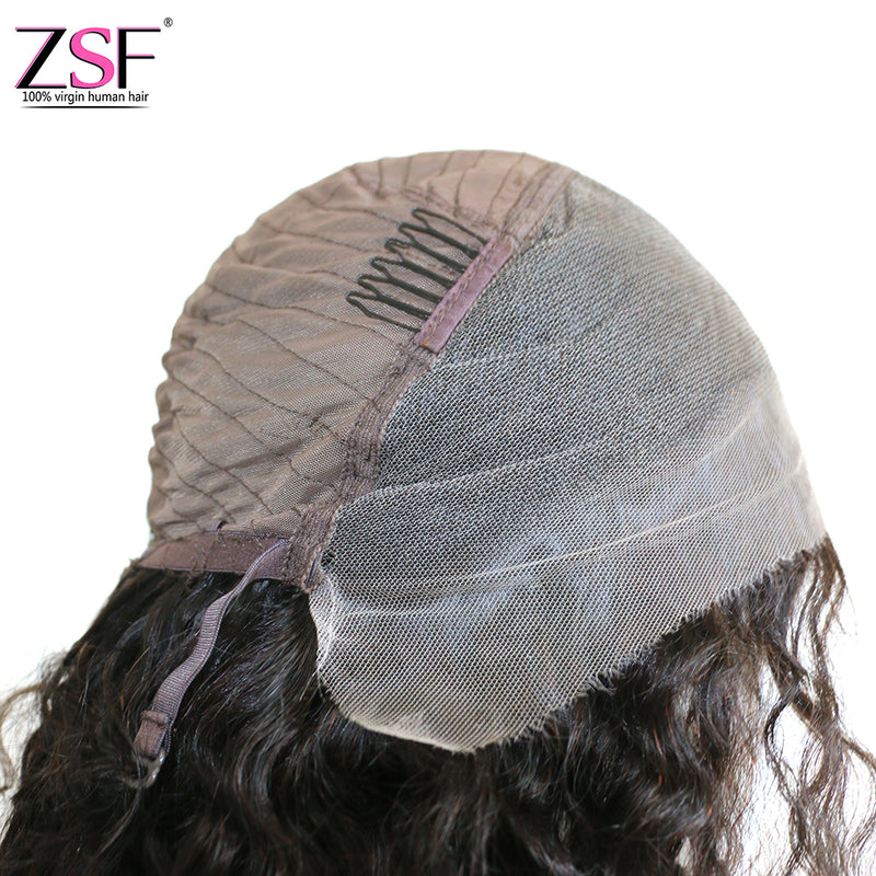 ZSF Hair HD Lace Frontal Wig Water Wave Virgin Hair Unprocessed Human Hair 1Piece Natural Black