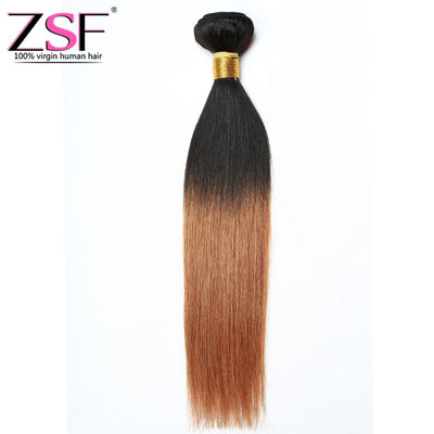 ZSF Hair 8A Grade Ombre Hair Brazilian Straight Hair Bundles Black Roots Hair Weave 1bundle (1b 30#)