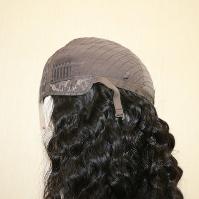 ZSF Hair Transparent Lace Closure Wig Loose Deep Wave Virgin Hair Unprocessed Human Hair 1Piece Natural Black