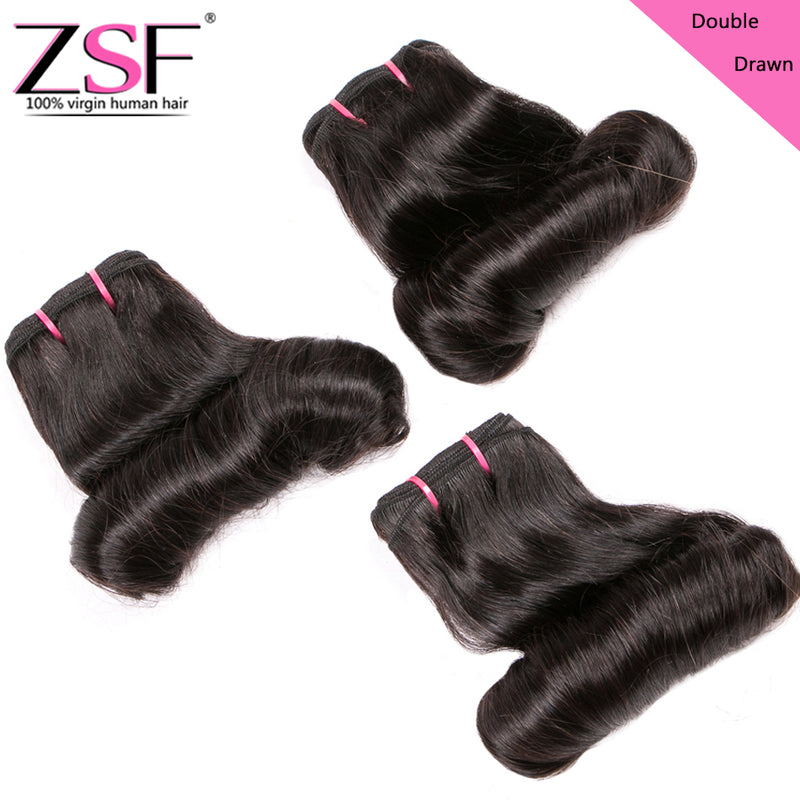 ZSF Hair Grade Double Drawn Hair Buncy Curl 1Bundle 100% Unprocessed Human Hair Weave Extensions