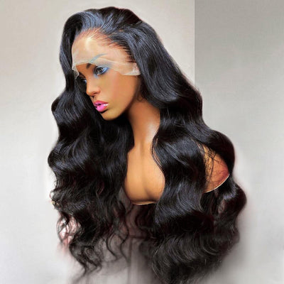 ZSF Hair Body Wave 360 Lace Frontal Wig Unprocessed Human Virgin Hair 1Piece Natural Black