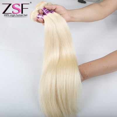ZSF Hair 8A Grade Russian Blonde Straight Hair Bundles Human virgin Hair (613# color )