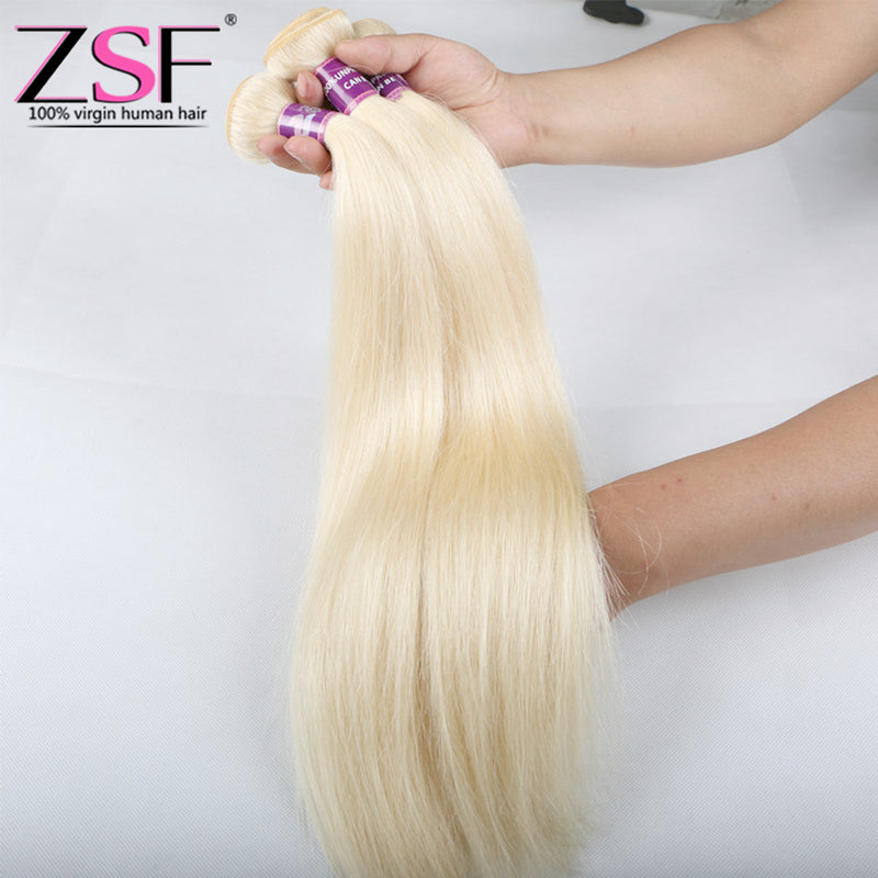 ZSF Hair 8A Grade Russian Blonde Straight Hair Bundles Human virgin Hair (613