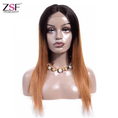 ZSF Hair 8A Grade 1B 30# Brazilian Straight Lace Wig Colored Human Virgin Hair One Piece.