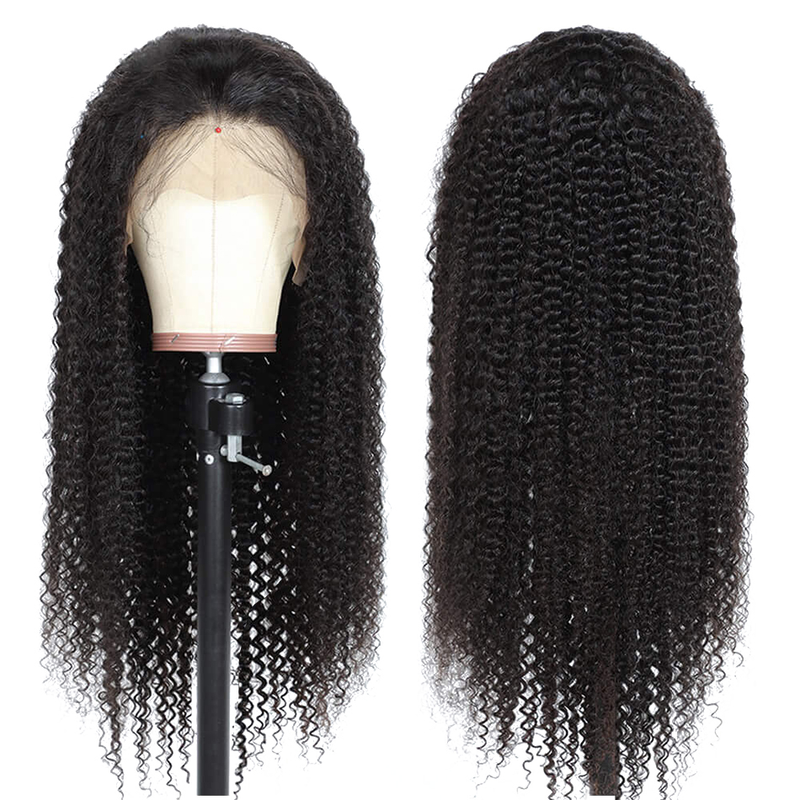ZSF Hair HD 13*4 Lace Frontal Wig Kinky Curly Virgin Hair Unprocessed Human Hair 1Piece Natural Black