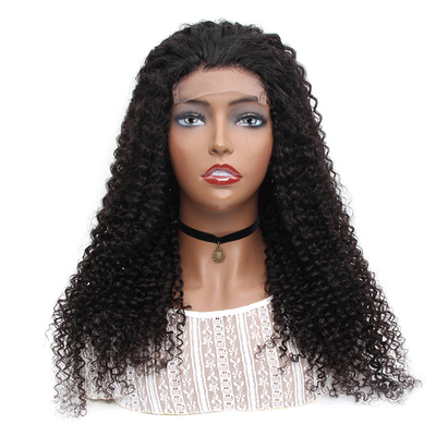 ZSF Hair Kinky Curly Transparent Lace Closure Wig Virgin Hair Unprocessed Human Hair 1Piece Natural Black