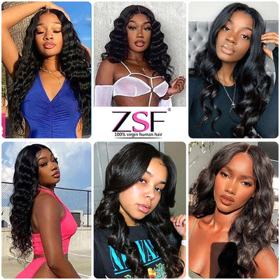 ZSF Hair Loose Wave HD Lace Closure Wig Virgin Hair Unprocessed Human Hair 1Piece Natural Black 4*4/5*5/6*6