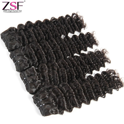 ZSF Hair Grade 8A Grade Deep Curl 1Bundle 100% unprocessed Human Hair Natural Black Color