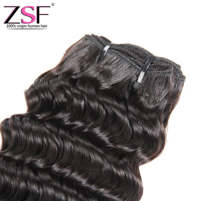 ZSF Hair Grade 10A Vigin Hair Deep Curly 1Bundle 100% Unprocessed Human Hair Weave Natural Black