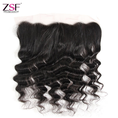 ZSF Hair 8A Grade  13x4 Loose Deep Wave Lace Frontal Closure Free Part 1Piece Natural Black